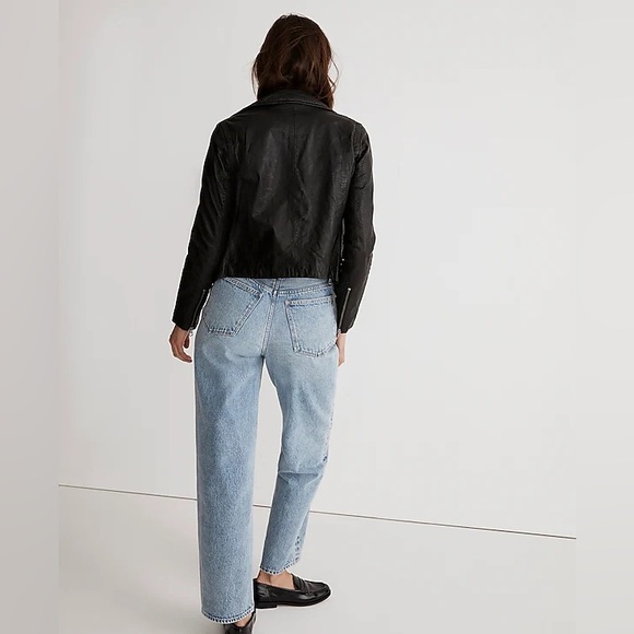 Madewell The Washed Leather Motorcycle Jacket in Trur Black size Medium - Picture 6 of 16